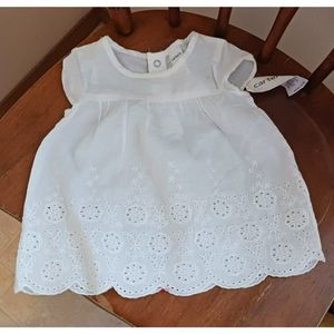 Carter's 9 month white linen shabby chic new with tags